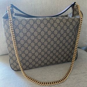 GUCCI Chain Hobo GG Coated Canvas Large